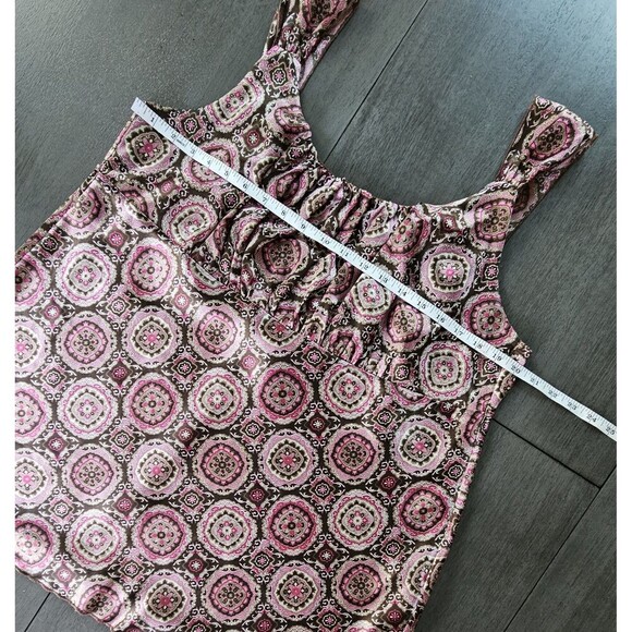 Vtg Y2K Self Esteem Satin Babydoll Tank Top Camisole Tie Back Geometric Boho 1X - Picture 3 of 8